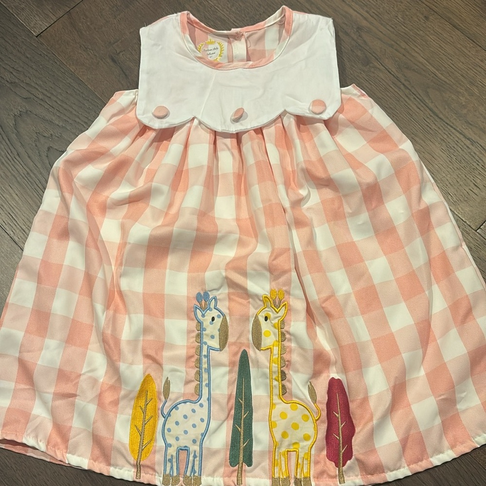 5T embroidered gingham dress